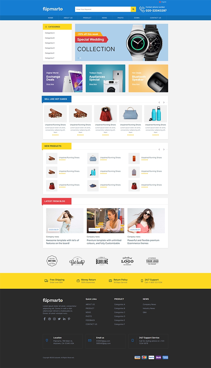 通用企業(yè)外貿(mào)產(chǎn)品模版網(wǎng)站（英文）	